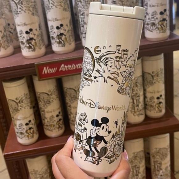 SOLD - NEW magic kingdom cream and gold Starbucks tumbler - Picture 1 of 3